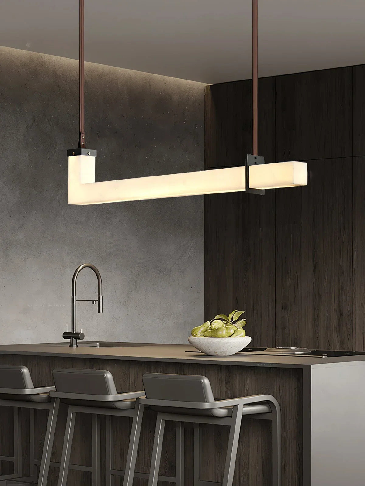 L-Shaped Linear Alabaster Pendant Lamp
