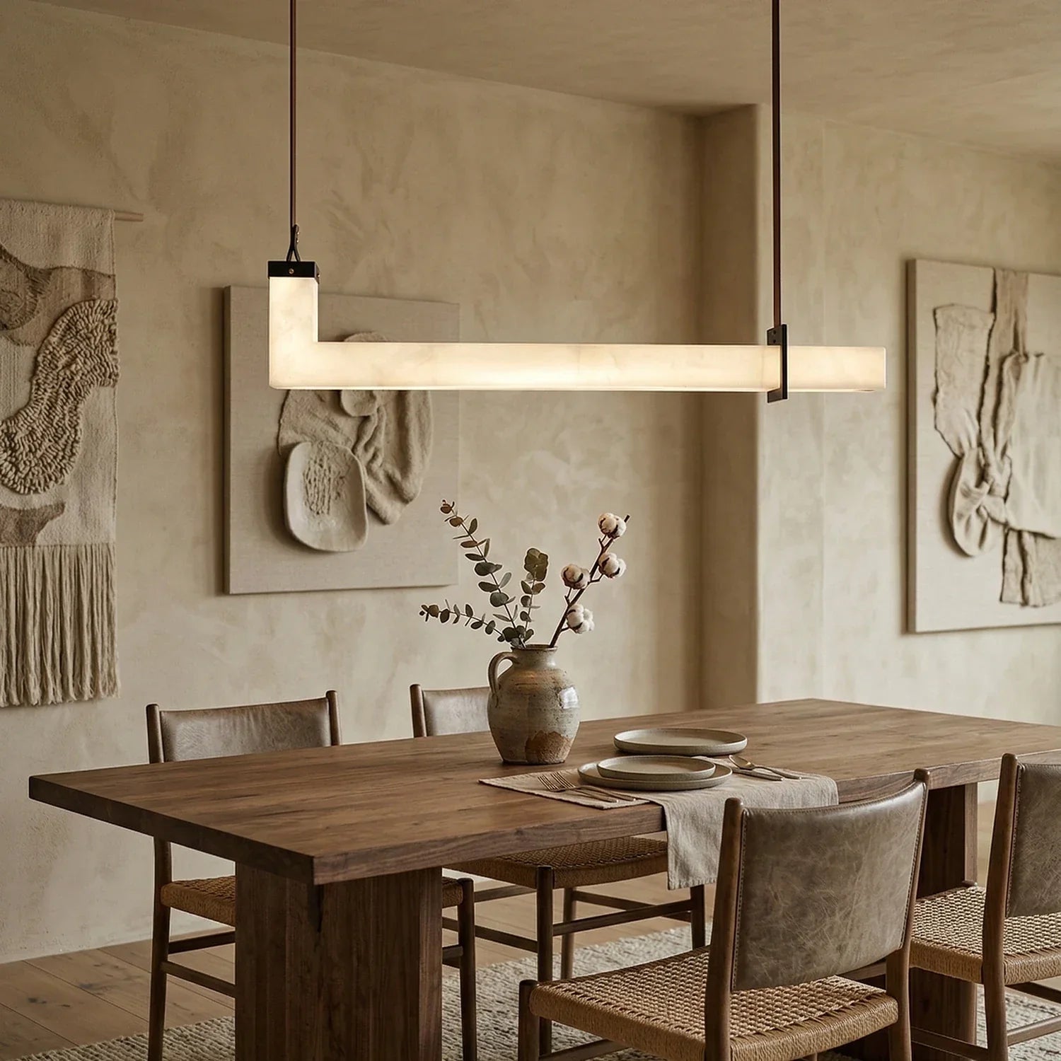 L-Shaped Linear Alabaster Pendant Lamp