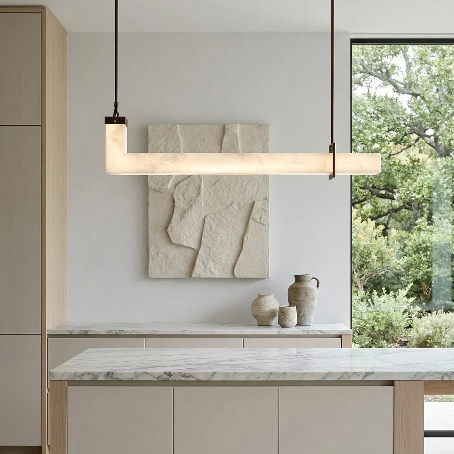 L-Shaped Linear Alabaster Pendant Lamp