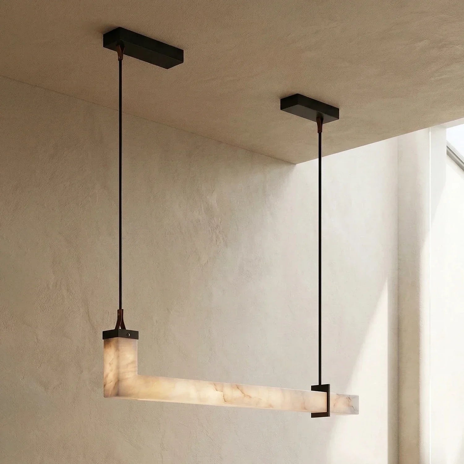 L-Shaped Linear Alabaster Pendant Lamp