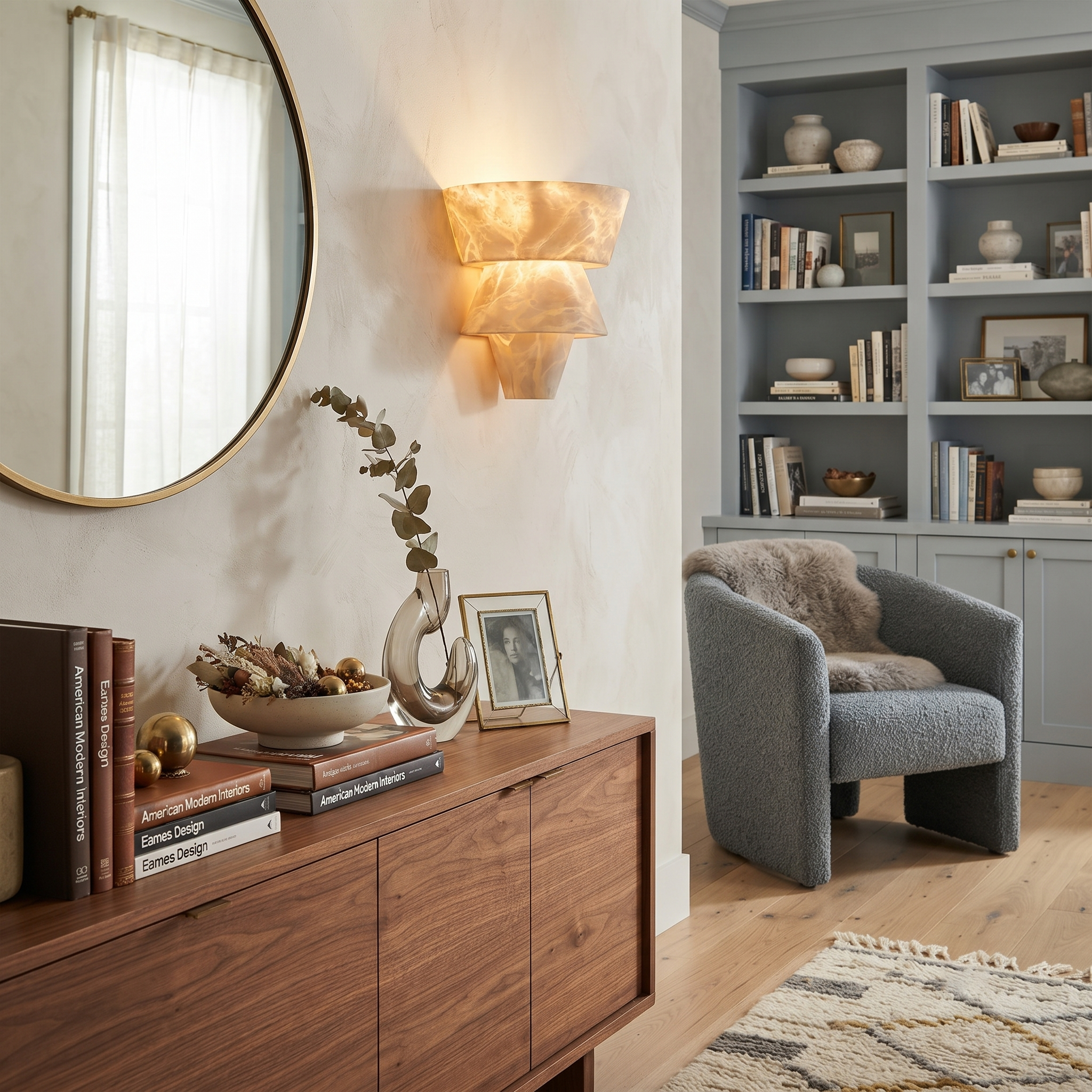 Laboratory Tiered Alabaster Sconce