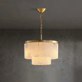 Dark Room View of Illuminated Alabaster Cascade Chandelier