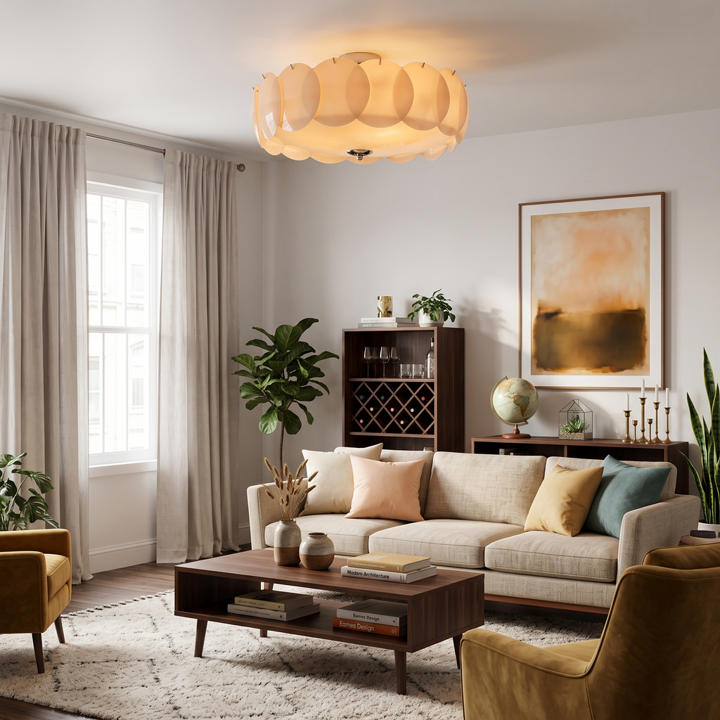 Layered Disc Glass Flush Mount