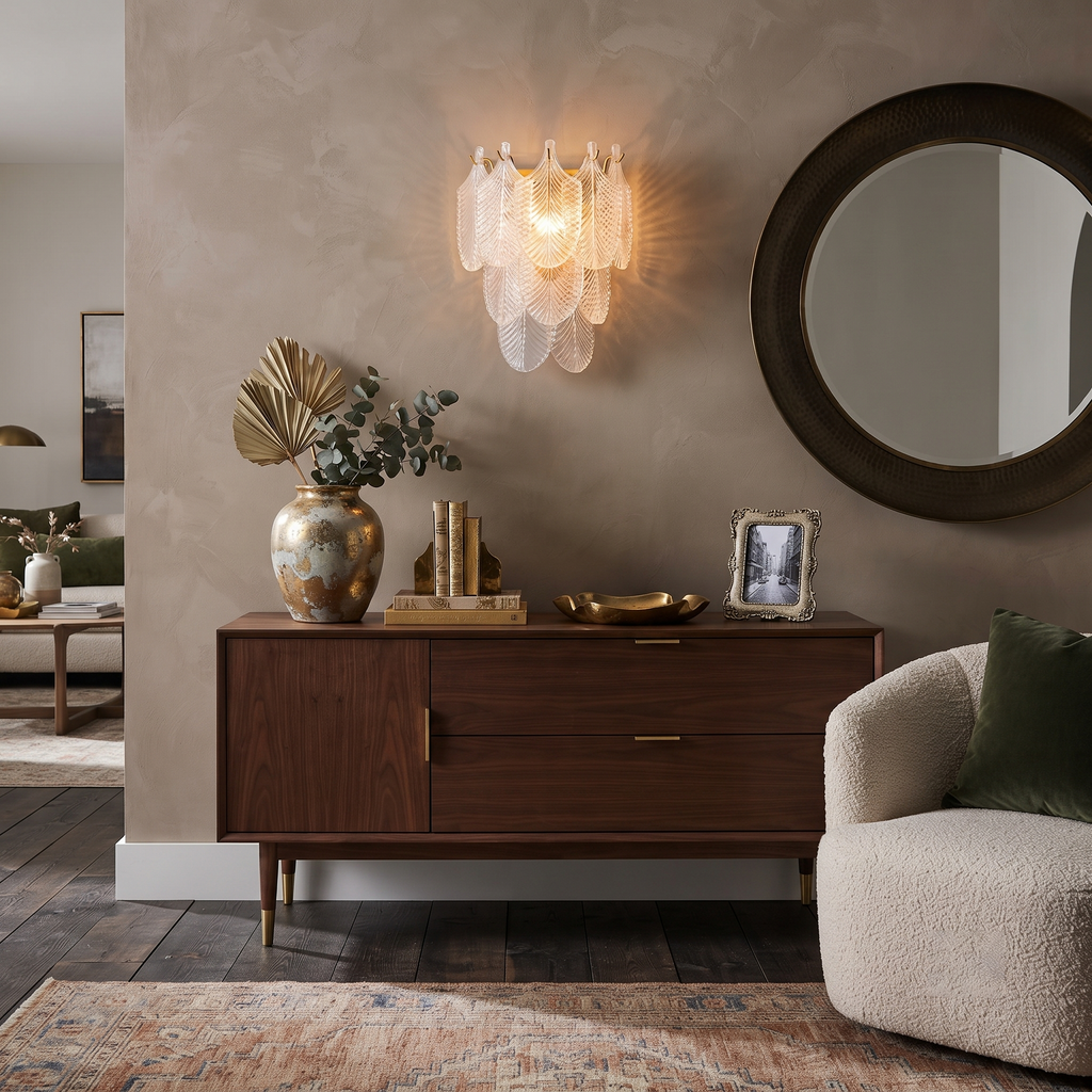 Leaf Textured Glass Wall Sconce