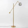 Modern Balance Arm Smoked Glass Globe Floor Lamp Studio Full Shot