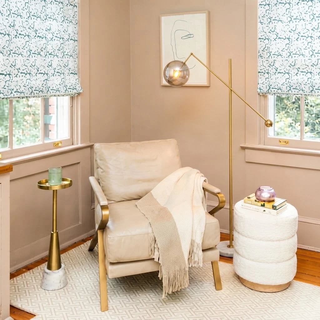 Modern Glass Globe Floor Lamp in Cozy Living Room Setting