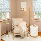 Modern Glass Globe Floor Lamp in Cozy Living Room Setting