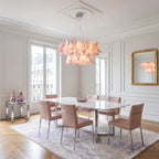 Modern Feather Art Glass Chandelier in Open Plan Dining Room