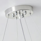 Close Up View of Silver Canopy, Suspension Wires and Internal Bulbs Structure