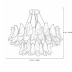 Modern Feather Art Glass Chandelier Line Art Dimension Diagram