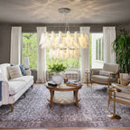 Modern Feather Art Glass Chandelier in Contemporary Living Space
