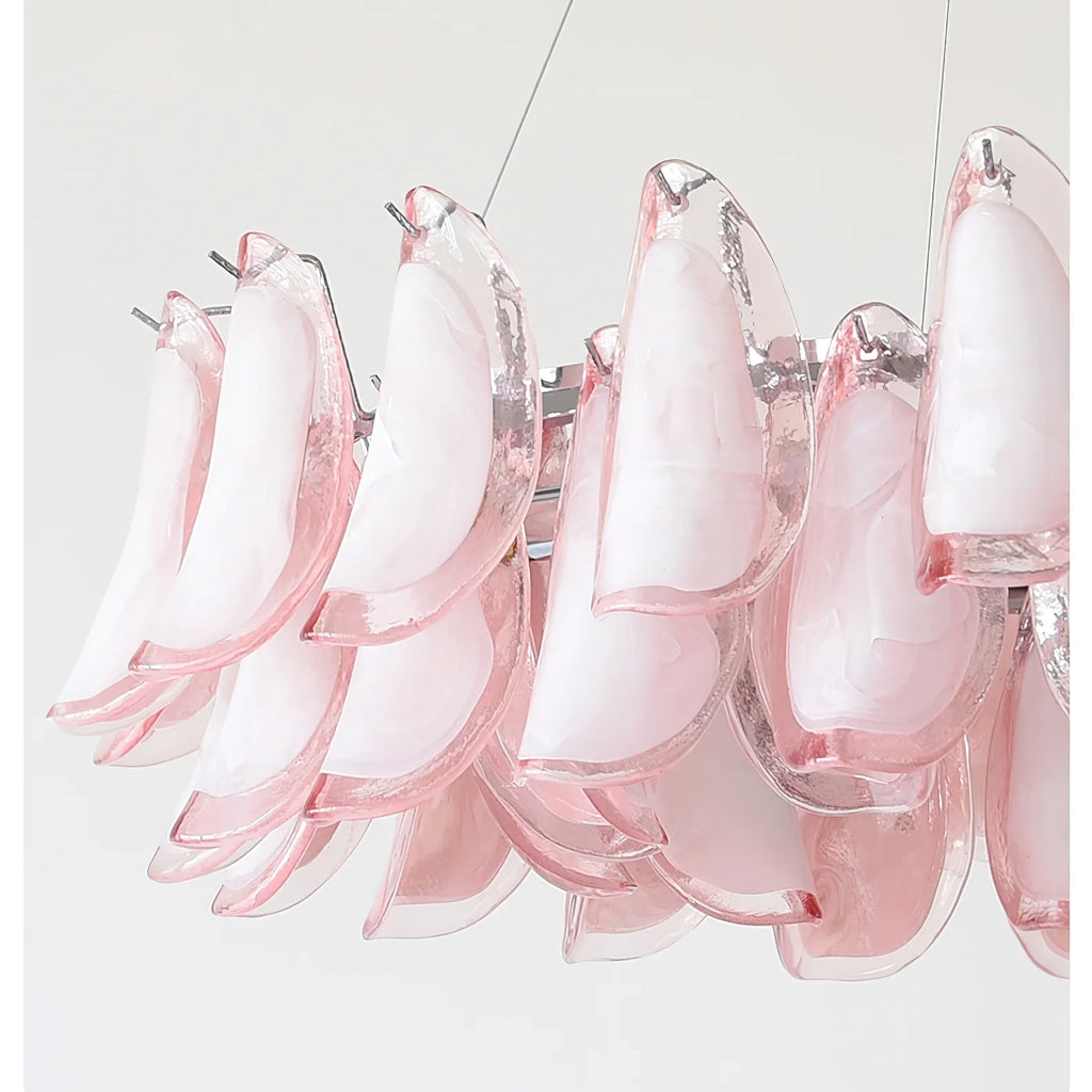 Close Up View of Pink Gradient Feather Glass Texture and Light Pattern