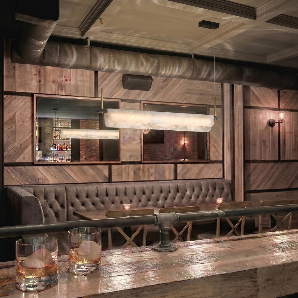 Modern Alabaster Pendant Light in Restaurant Setting