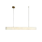 Modern Linear Alabaster Art Glass Pendant Light with Brass Hardware on Pure White Background