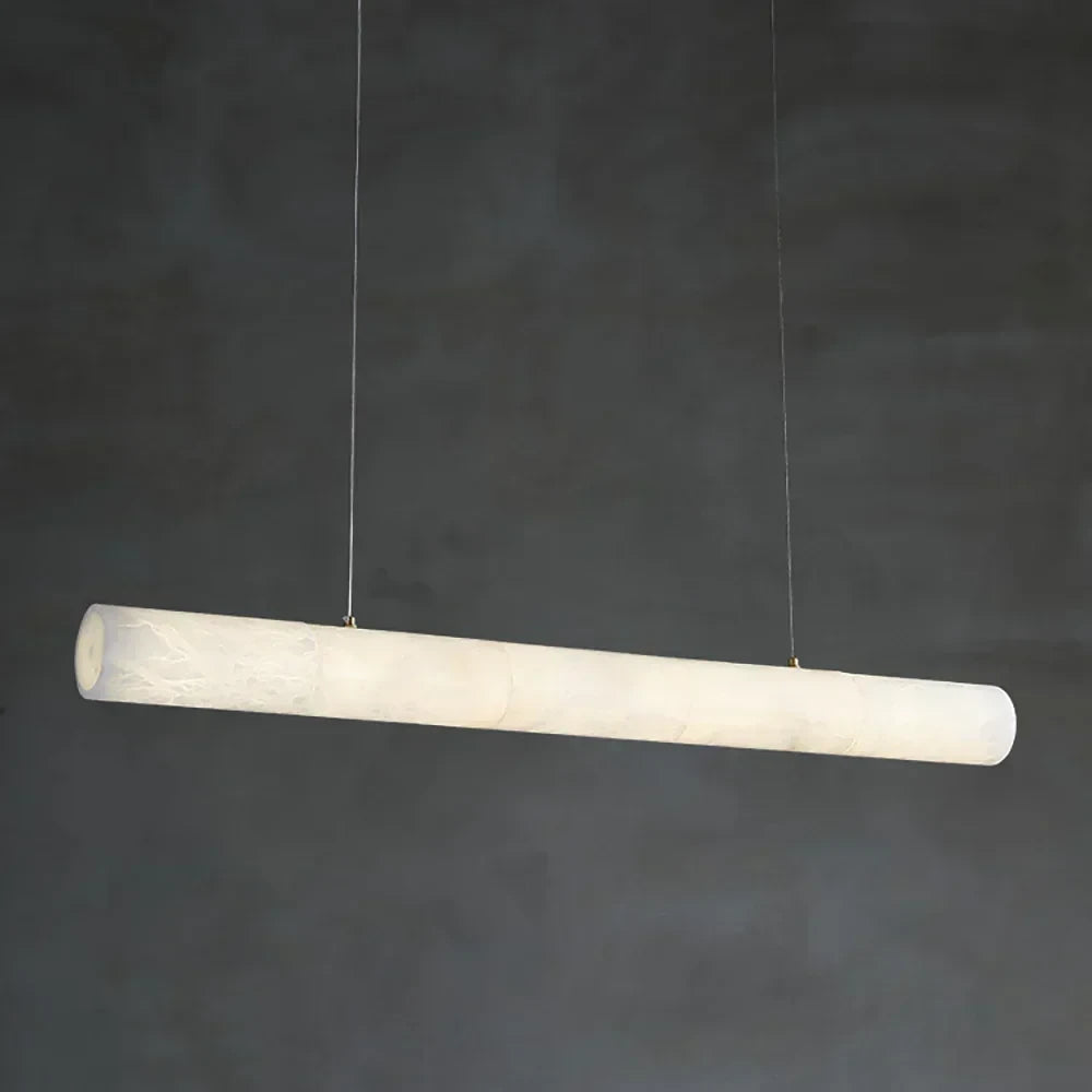 Illuminated Modern Linear Alabaster Pendant Light Studio Shot