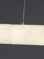 Close Up View of Brass Hardware and Natural Alabaster Stone Seam