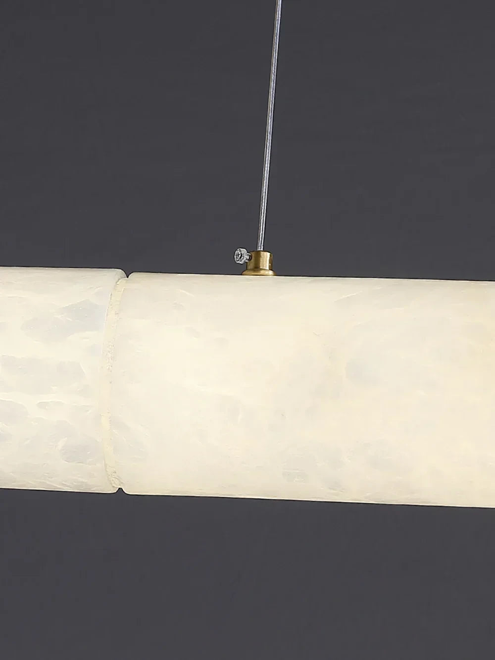 Close Up View of Brass Hardware and Natural Alabaster Stone Seam