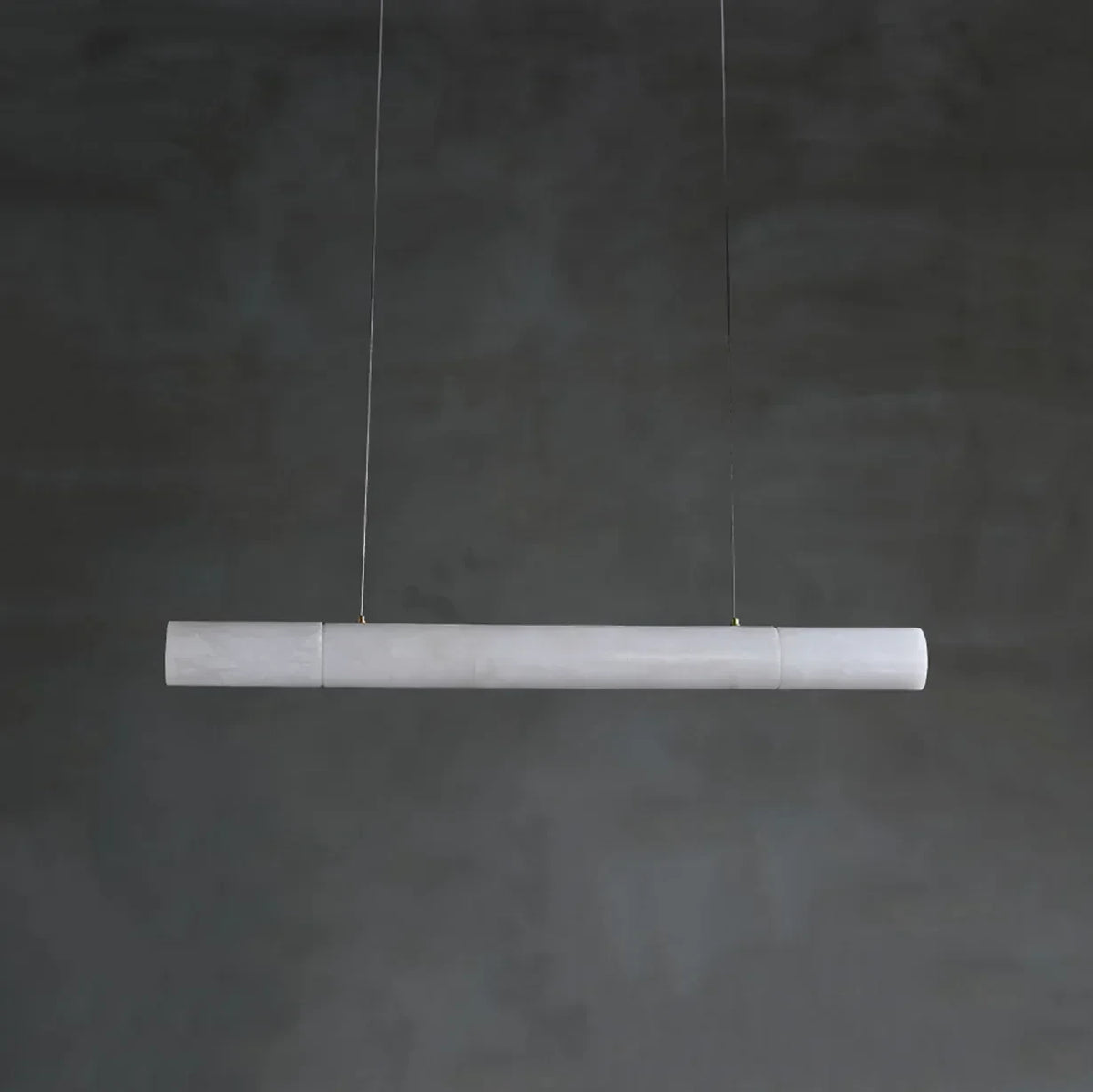 Side View of Illuminated Modern Linear Alabaster Pendant Light