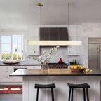Modern Alabaster Art Glass Linear Pendant Over Kitchen Island