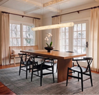 Modern Linear Alabaster Pendant Light in Rustic Dining Room