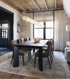 Modern Alabaster Art Glass Linear Pendant Over Dining Space
