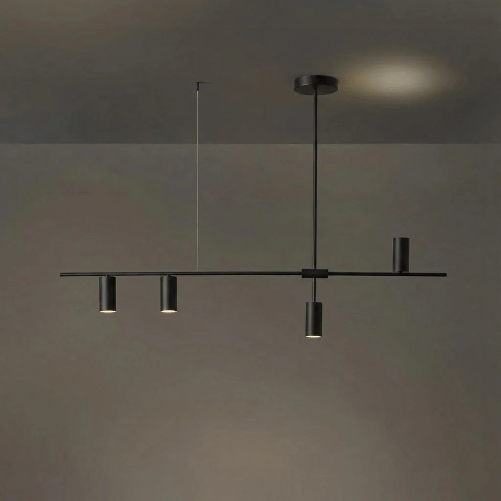 Black Linear Cylinder Chandelier Studio Display