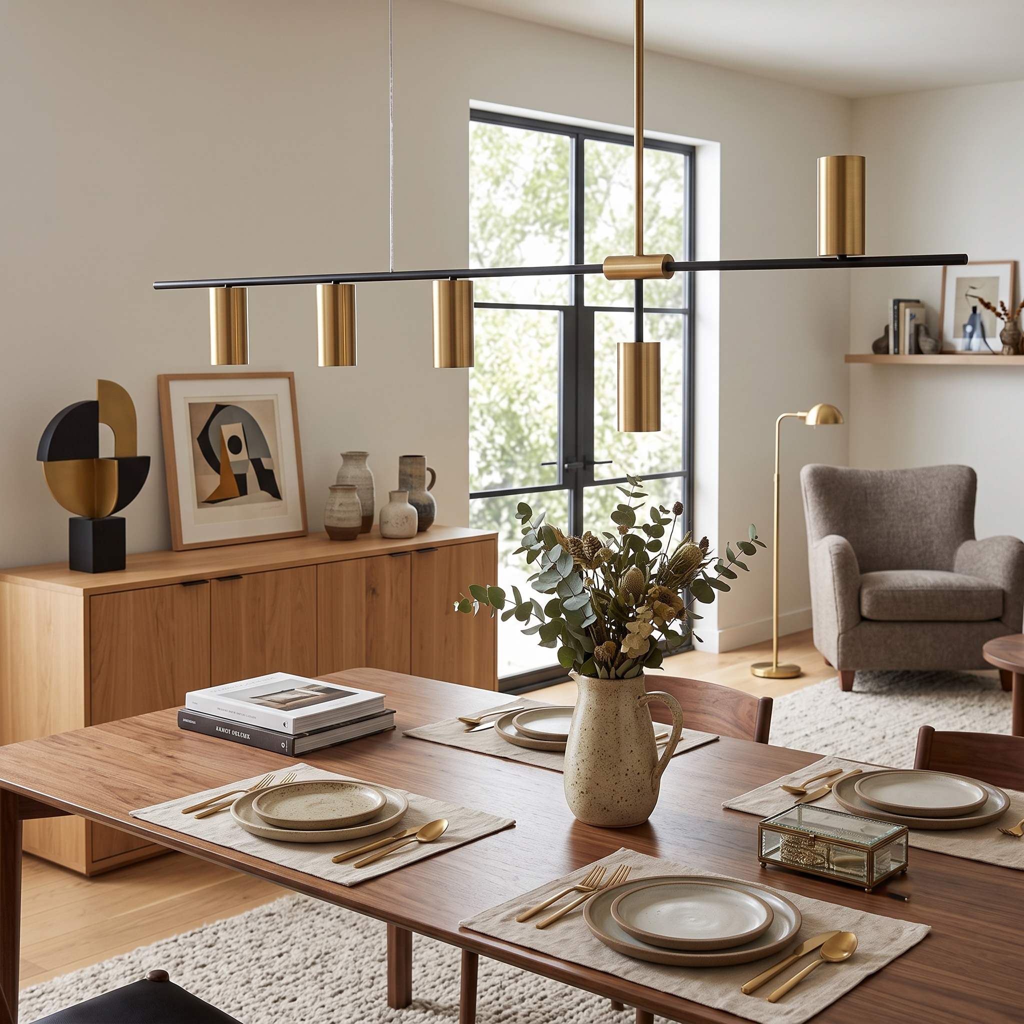 Linear Brass Cylinder Pendant