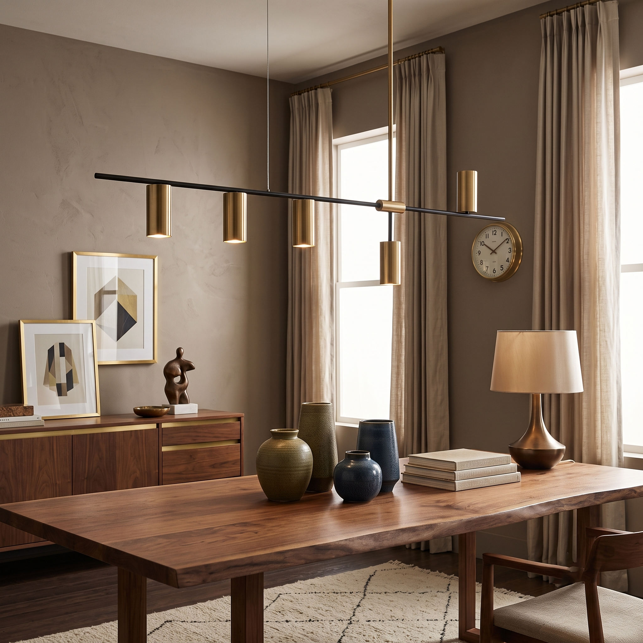 Linear Brass Cylinder Pendant