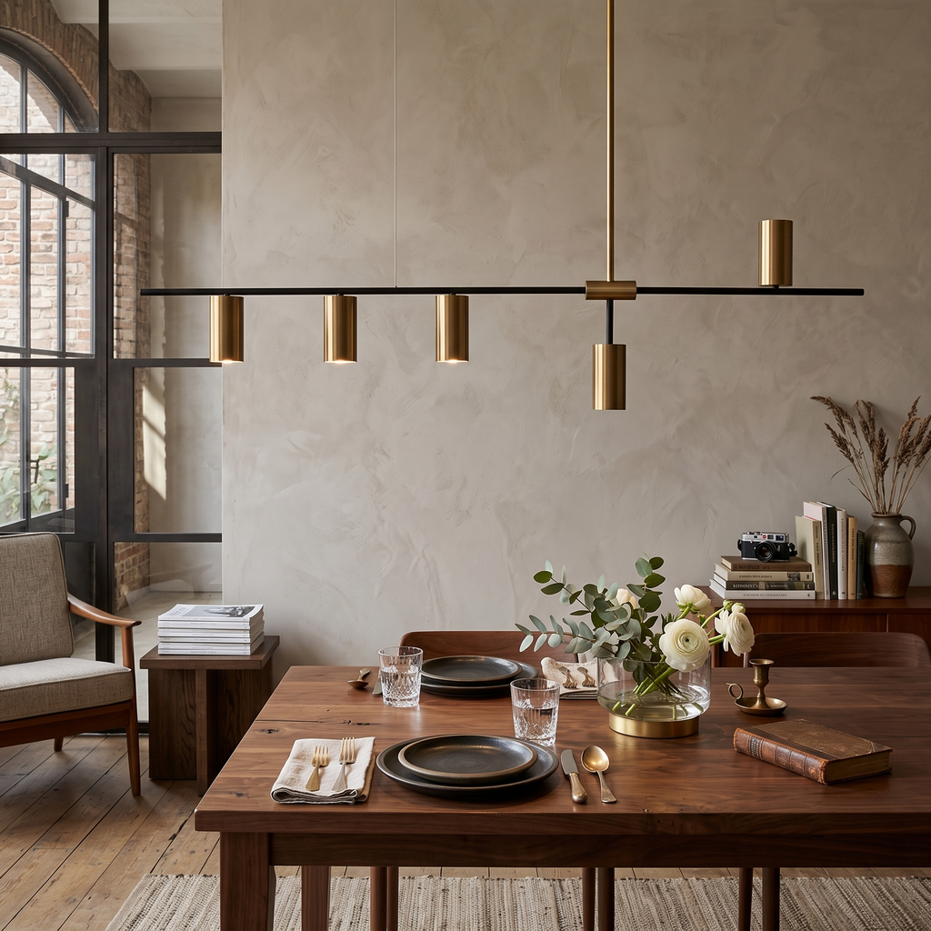 Linear Brass Cylinder Pendant