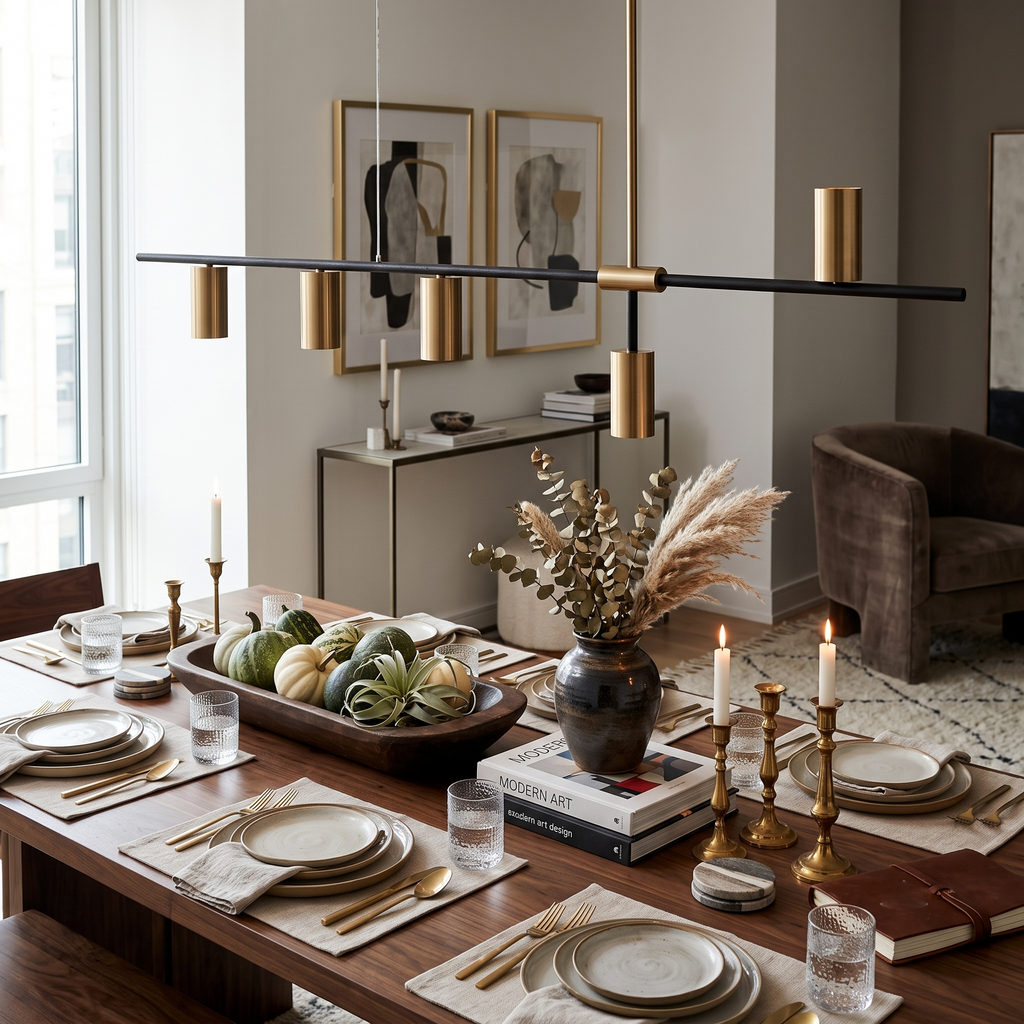 Linear Brass Cylinder Pendant