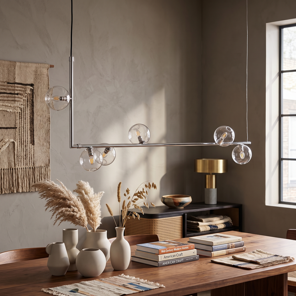 Linear Glass Orb Pendant Light