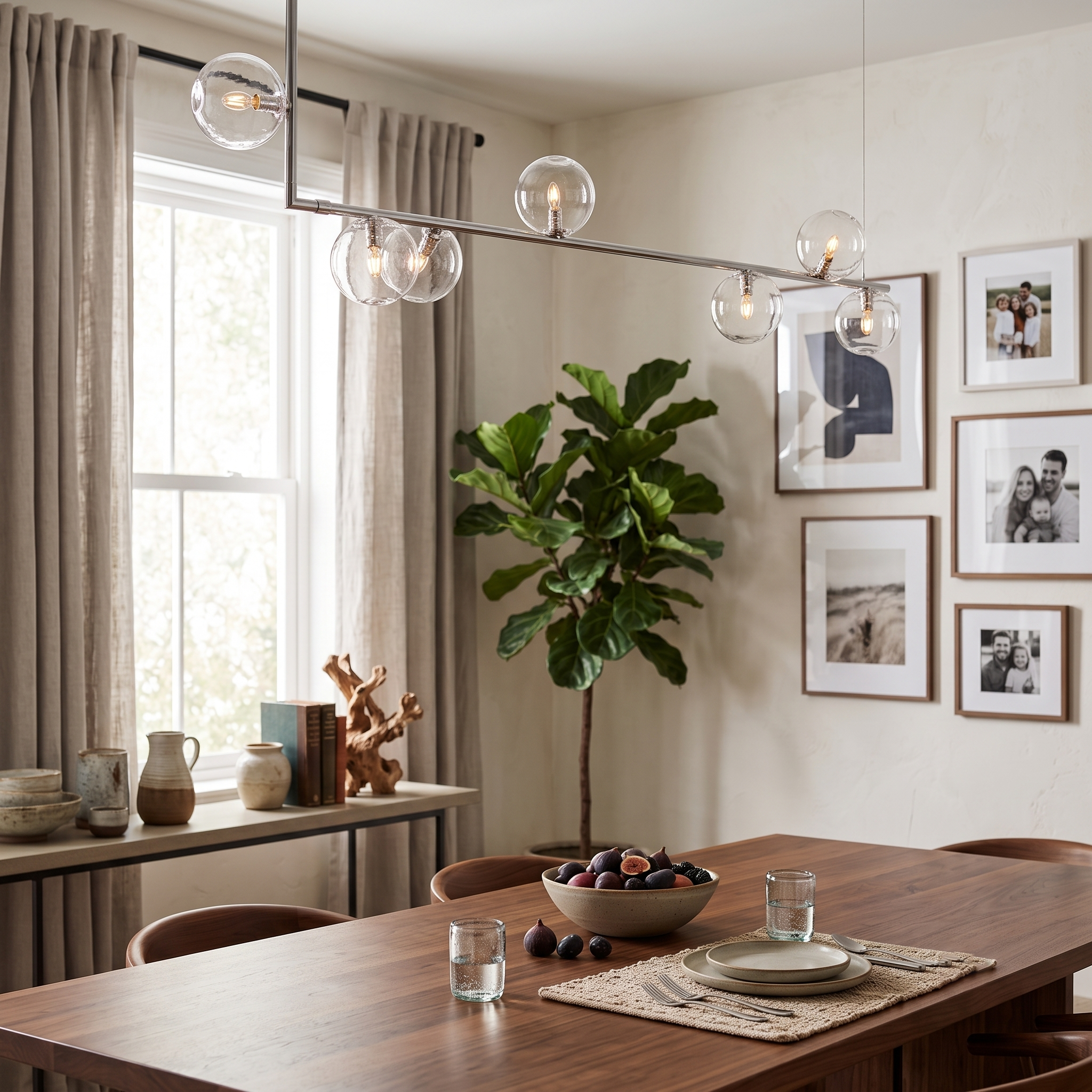 Linear Glass Orb Pendant Light
