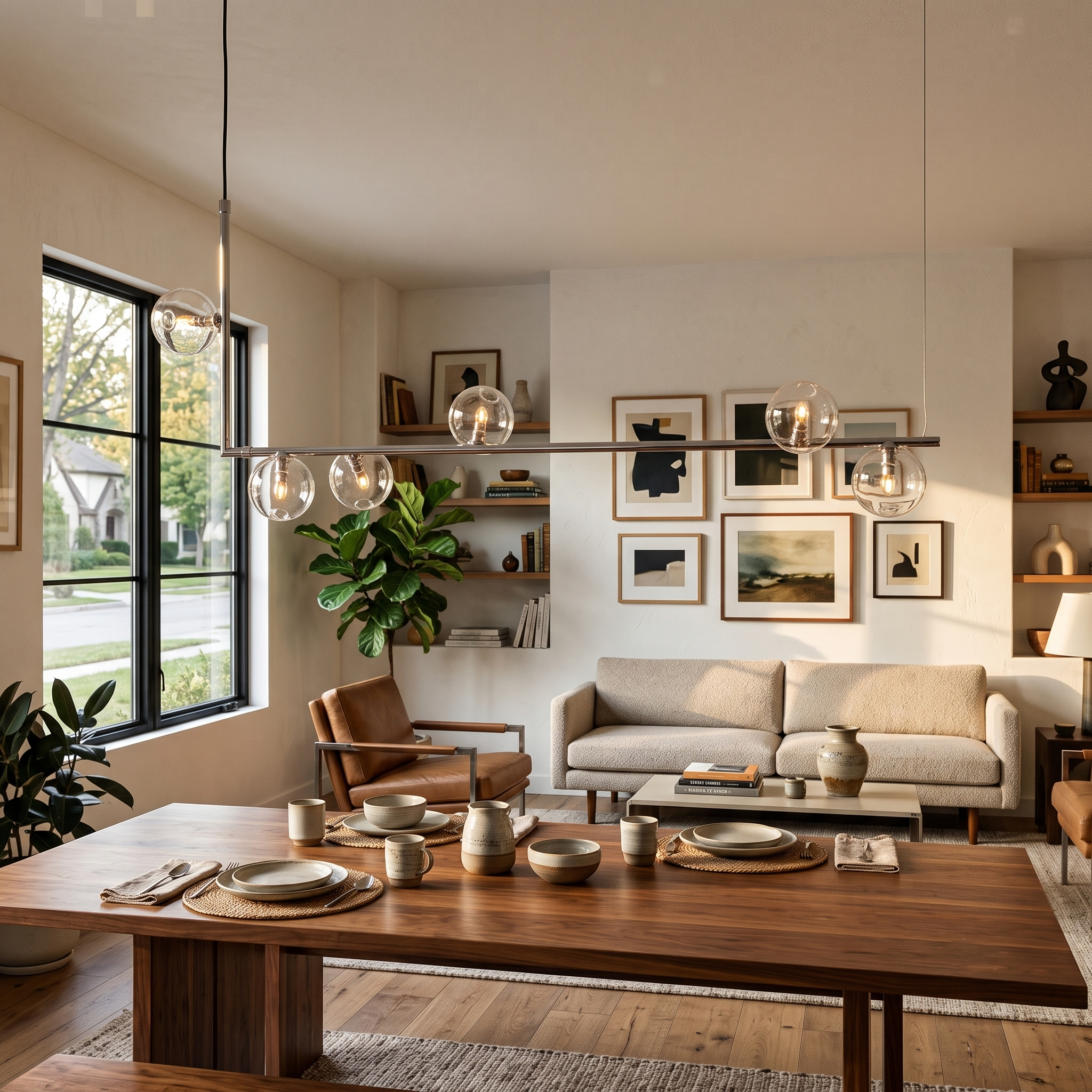 Linear Glass Orb Pendant Light