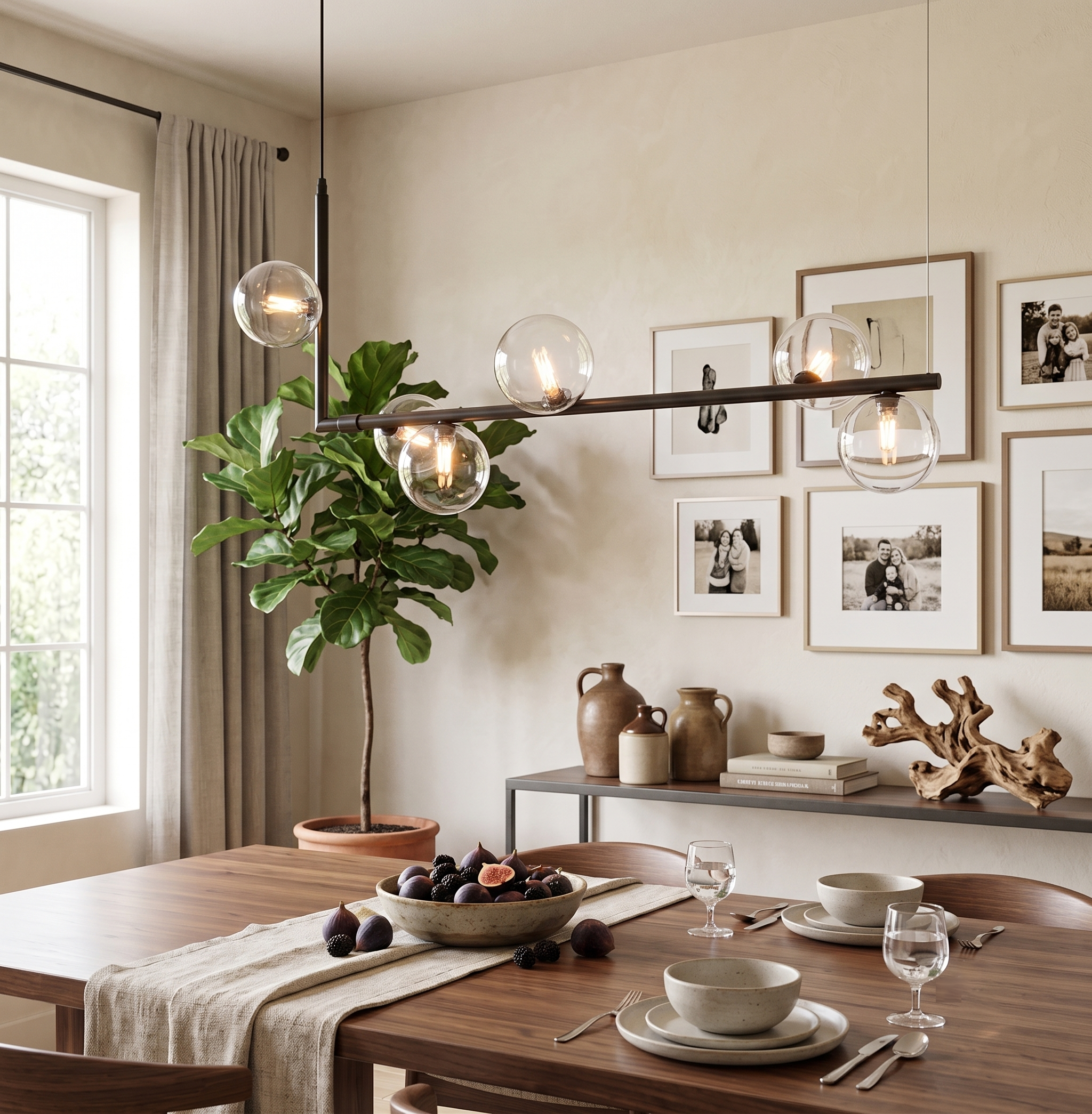 Linear Glass Orb Pendant Light