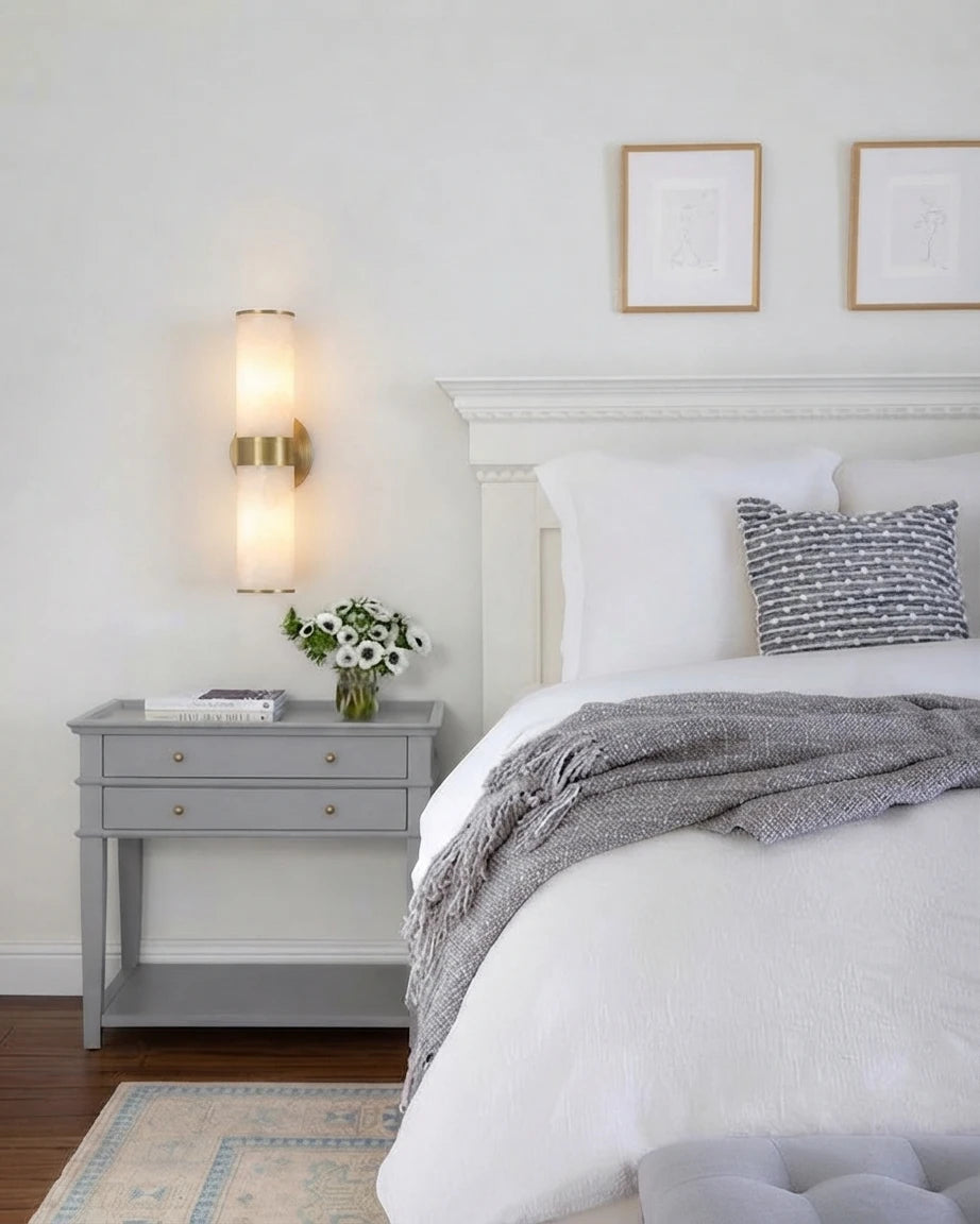 Modern Dual-Cylinder Wall Sconce in Master Bedroom