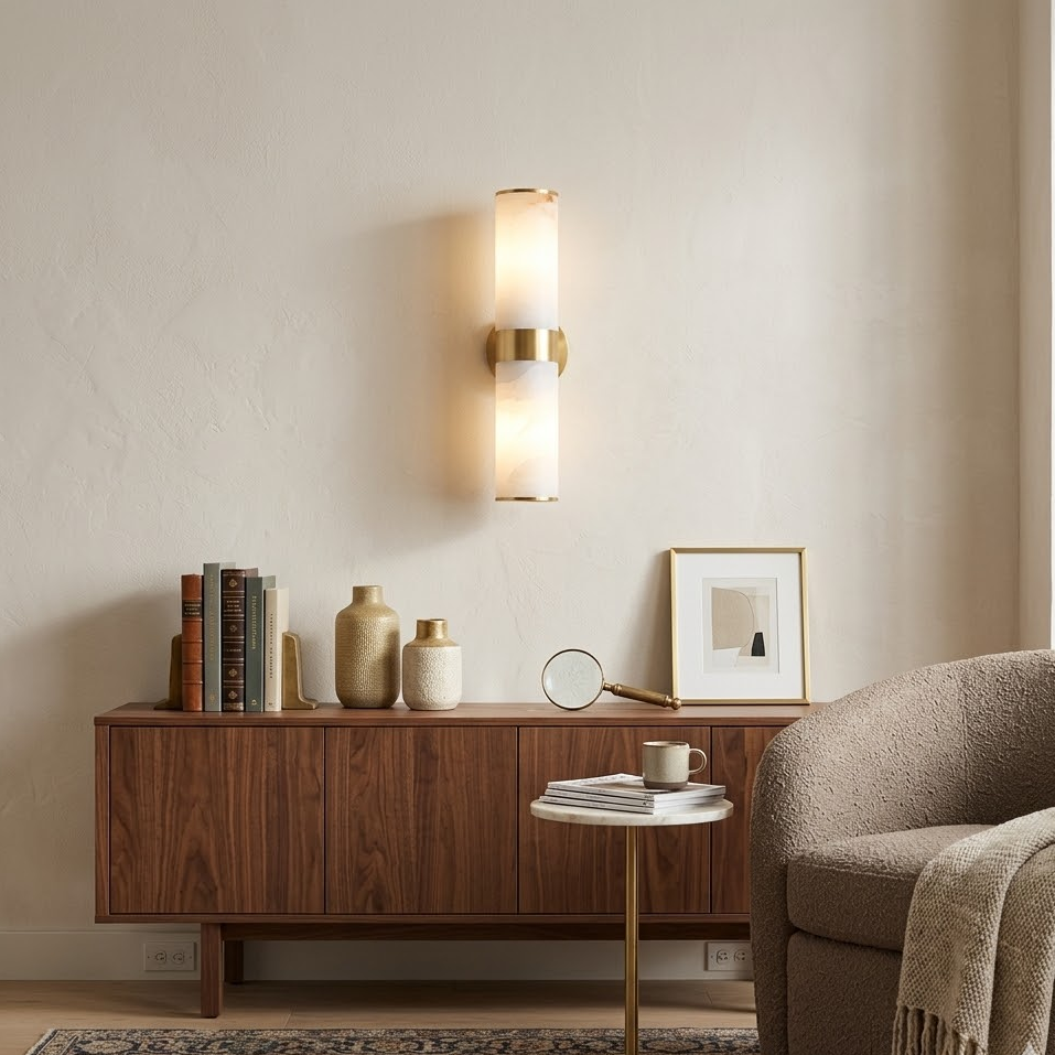 Linear Tandem Alabaster Wall Lamp