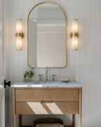 Modern Alabaster Style Vanity Light Over Bathroom Mirror