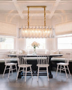 Modern Rope-Hung Linear Chandelier in Bright Dining Room
