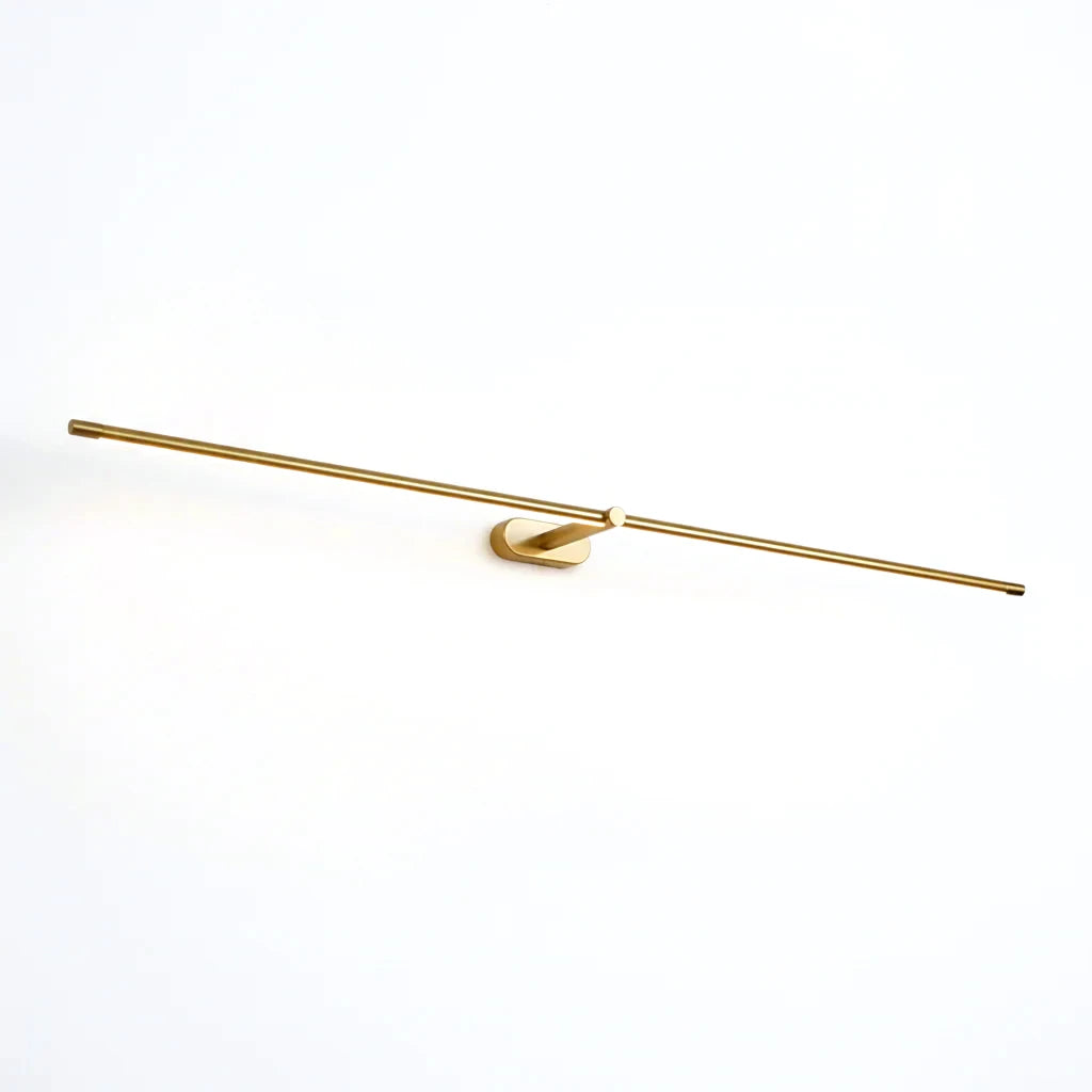 Front View of Modern Brass Ultra-Long Linear LED Light Studio Shot