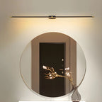 Illuminated Modern Linear Mirror Light in Minimalist Bathroom Setting