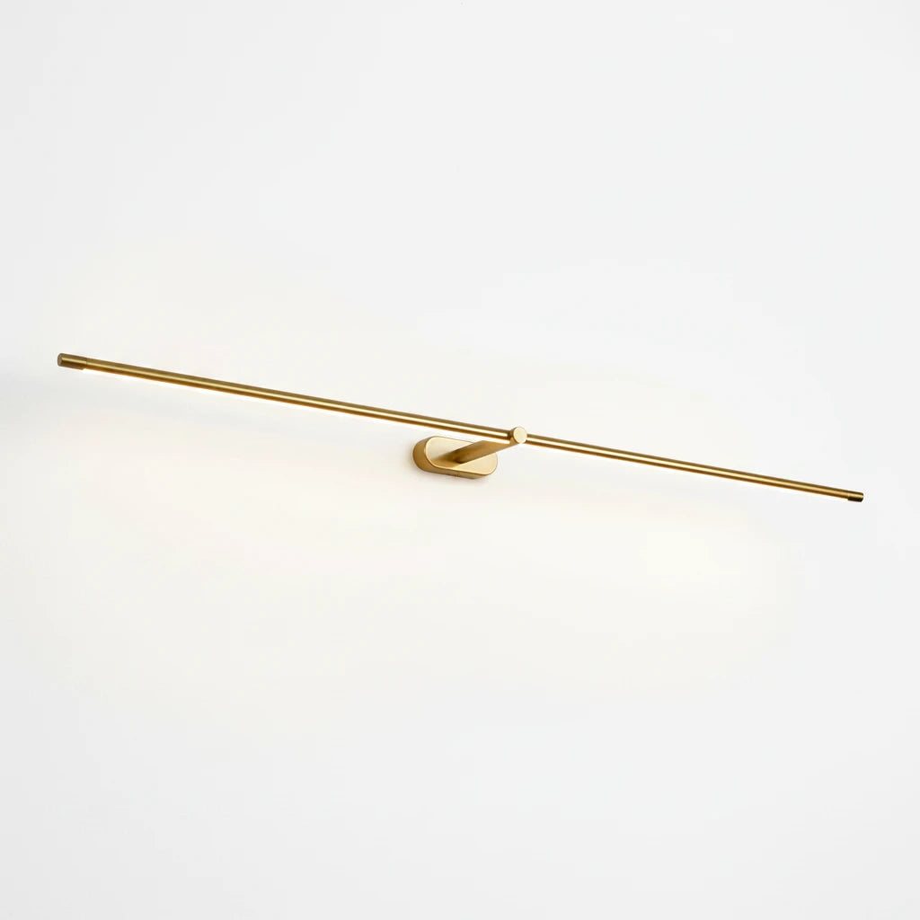 Side View of Modern Brass Ultra-Long Linear Light Studio Display