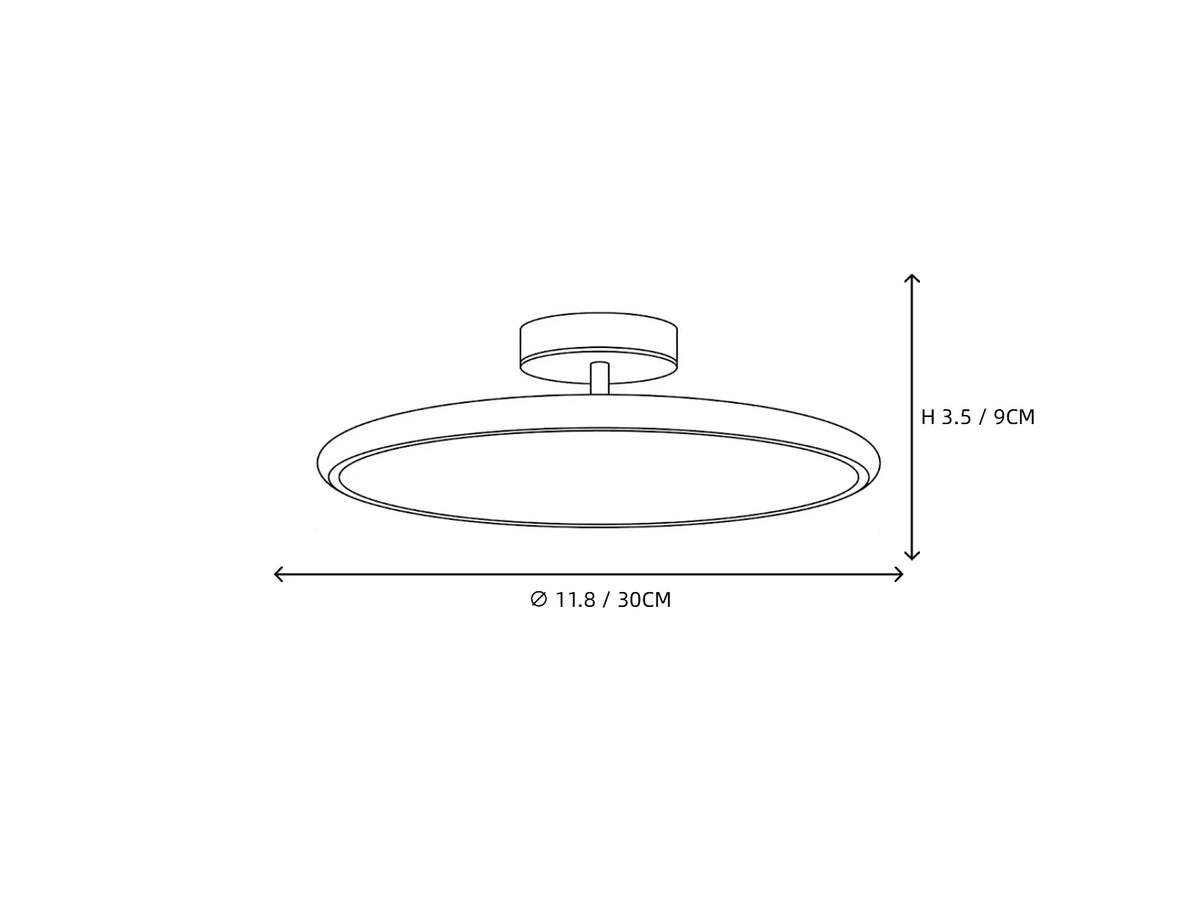 Modern Large Green Ultra-Thin Ceiling Light Line Art Dimension Diagram