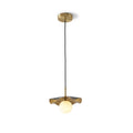 Modern Black and Gold Disc Art Glass Pendant Light with Globe Bulb on Pure White Background