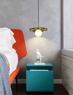 Modern Disc Pendant Light in Colorful Bedroom Interior