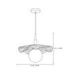 Modern Black and Gold Disc Art Glass Pendant Light Line Art Dimension Diagram