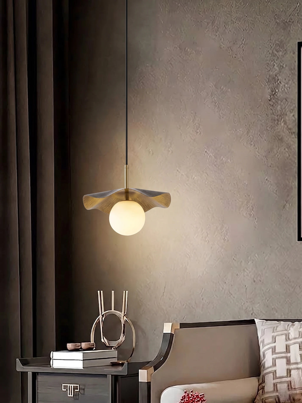 Modern Art Glass Pendant Light in Living Room Setting