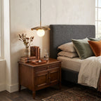 Modern Black Disc Pendant Lights in Master Bedroom