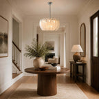 Modern Petal Art Glass Chandelier in Entryway Foyer Setting