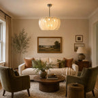 Modern Petal Art Glass Chandelier in Stylish Living Room