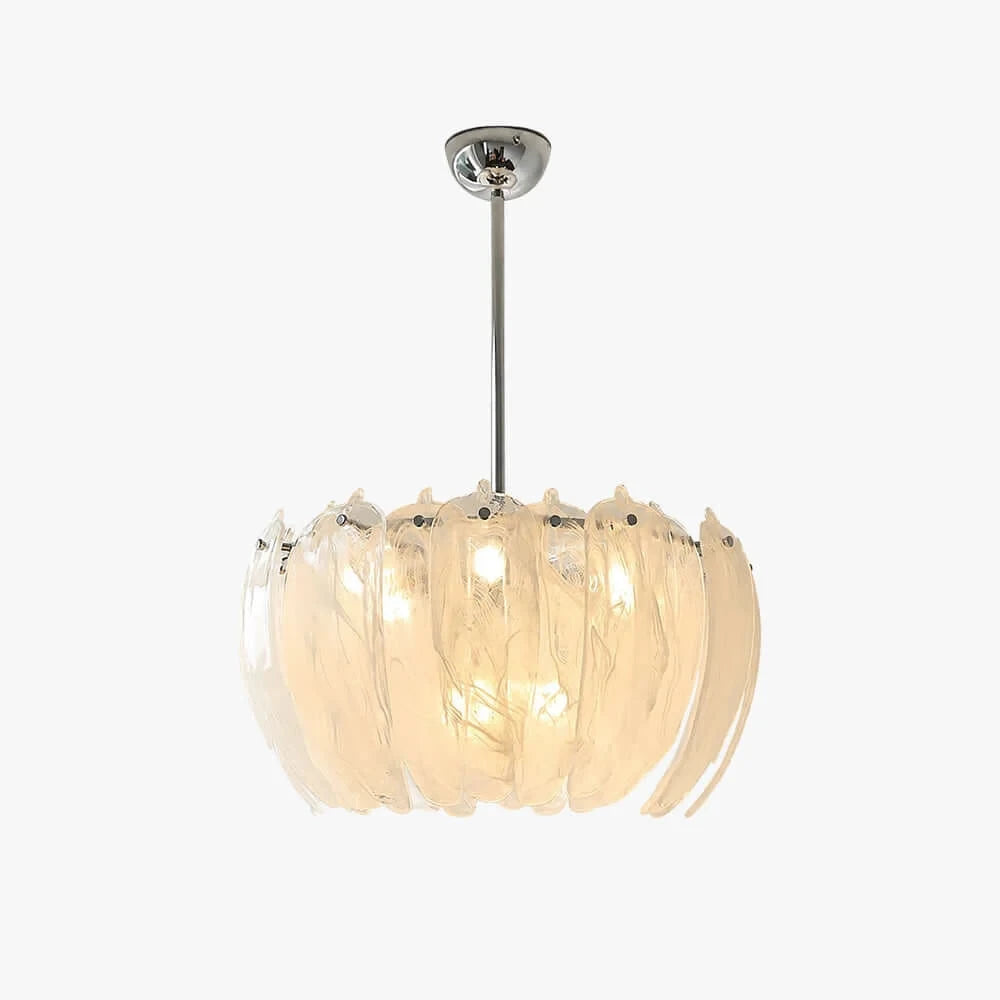 Illuminated Modern Petal Art Glass Chandelier Studio Shot